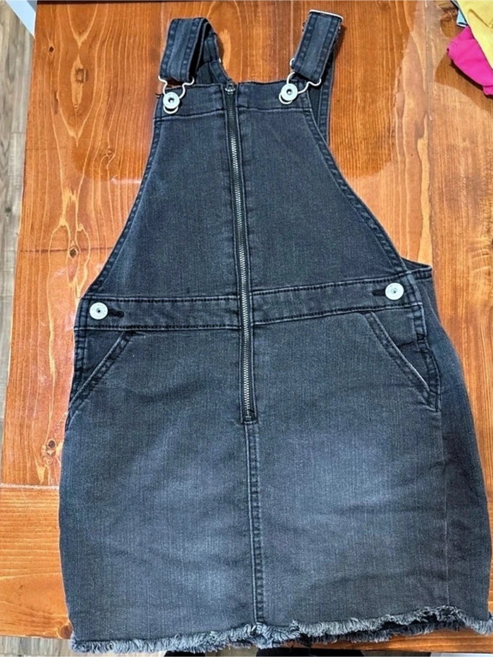 Kids Black Denim Overall Dress